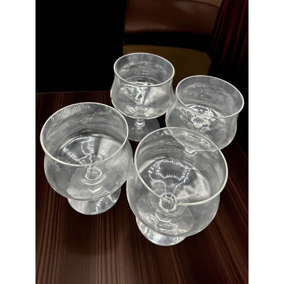 Set of 5 Vintage Optic Patterned Wide Mouthed Bourbon / Brandy Glasses Stemware - Picture 7 of 8
